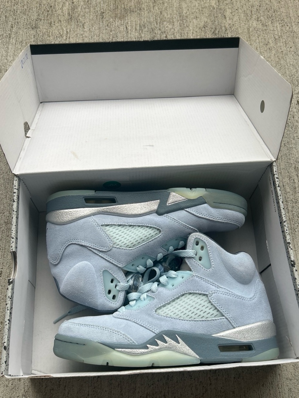 Ice Blue Suede High-Top Sneakers
